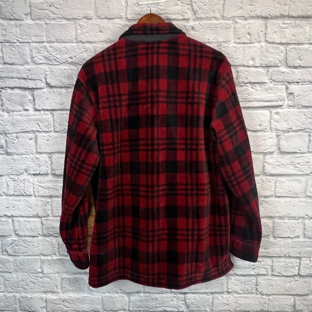 Vintage LL Bean Women Red Plaid Flannel Jacket Full Zip Long Sleeve Large‎ USA